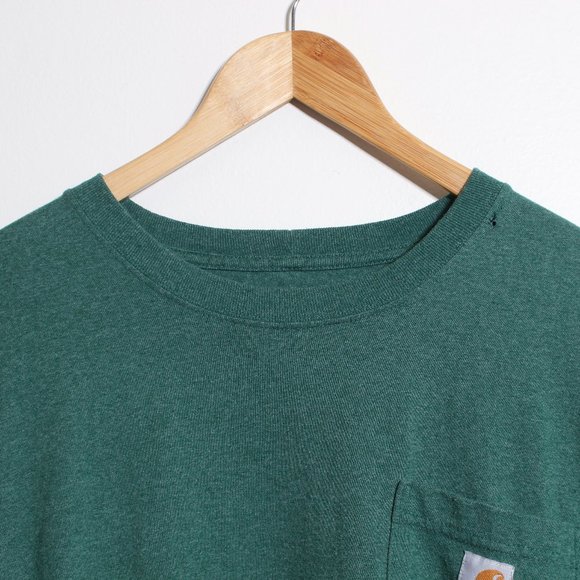 Carhartt Shirt Men 2XL Green Loose Fit Pocket Tee w/ Hole - Picture 3 of 8